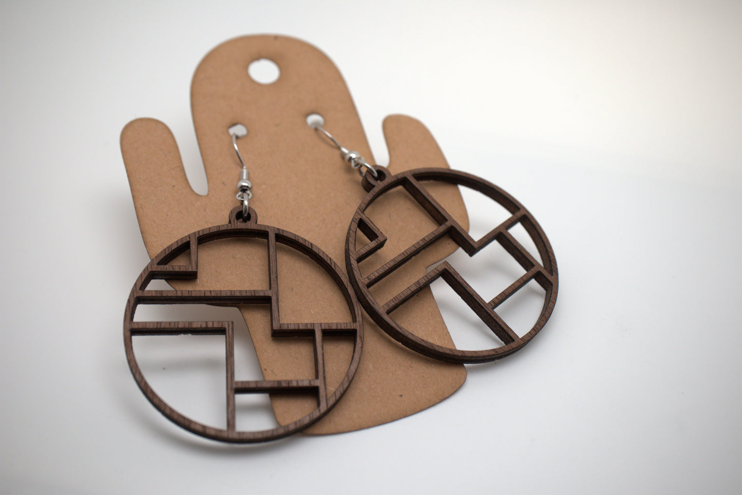 ⚙️ Gridlock – Laser-Cut Wood Earrings