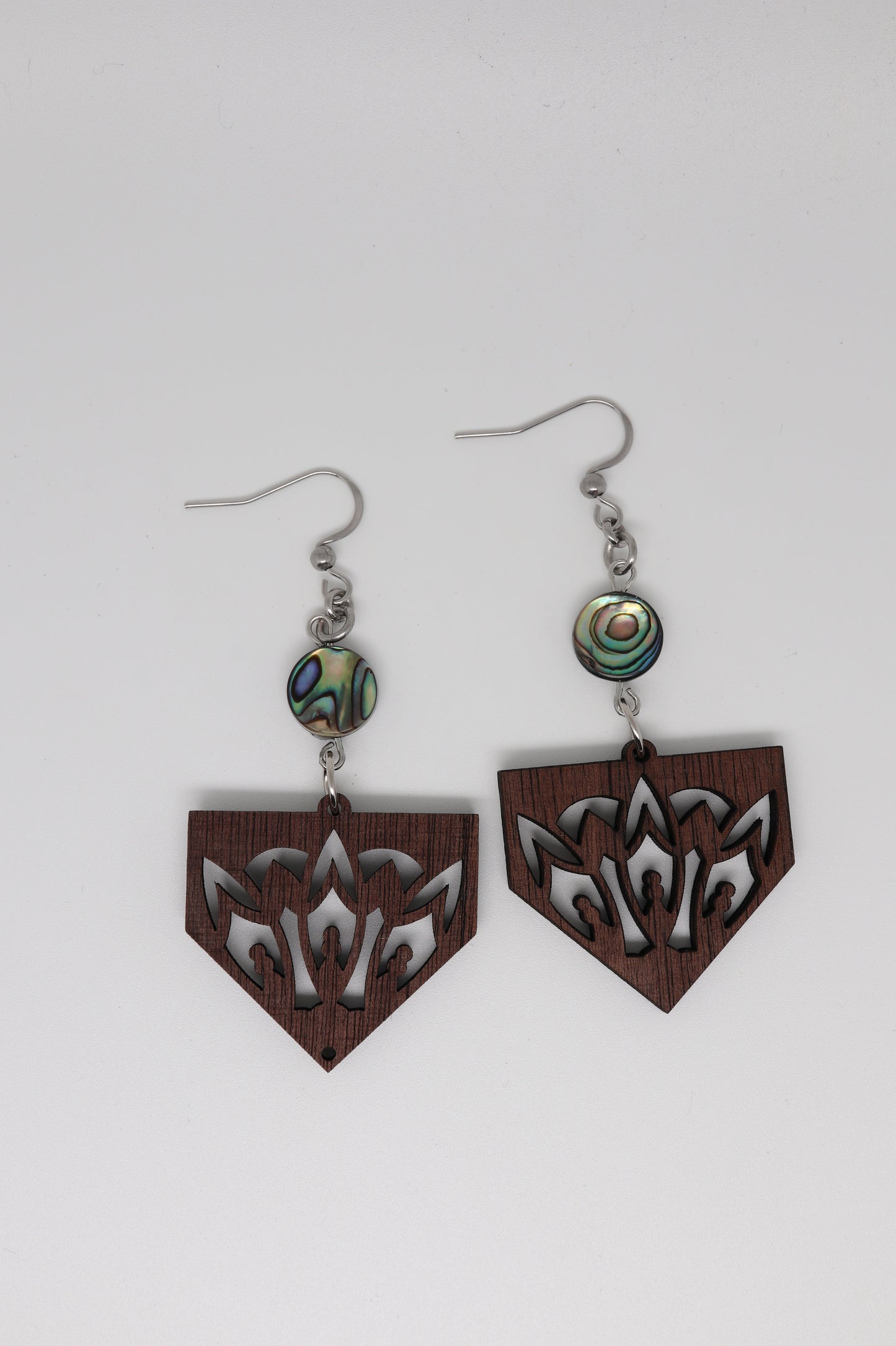 ✨ Walnut Lotus Crest + Abalone Accent Earrings – Limited Run ✨