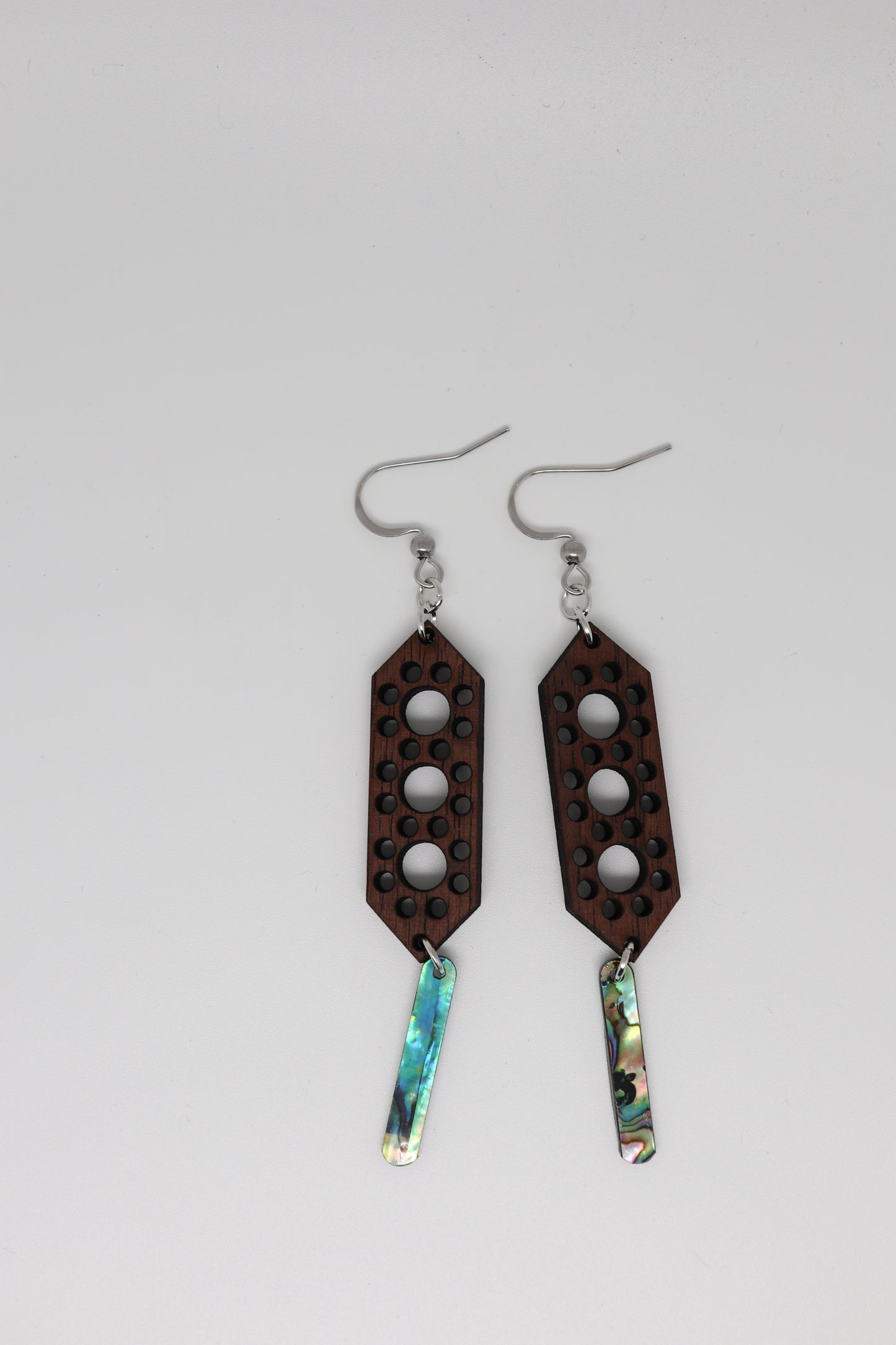 ✨ Walnut Orbit Panel + Abalone Bar Earrings ✨