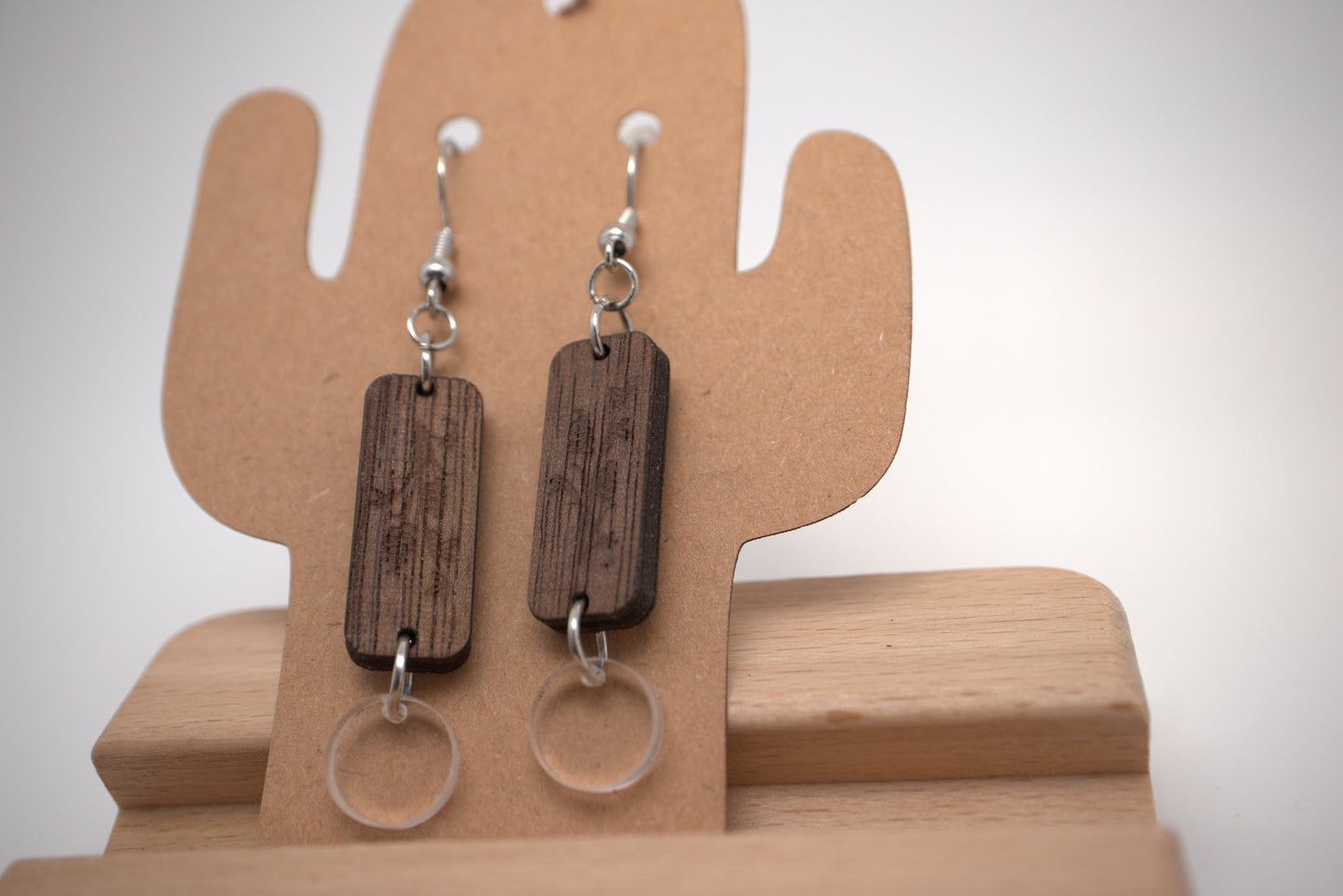 ⚪ Halo – Walnut &  Acrylic Earrings