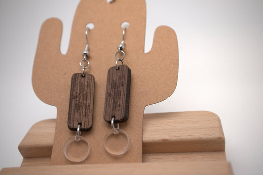 ⚪ Halo – Walnut &  Acrylic Earrings