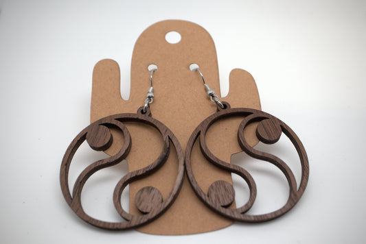 ☯️ Equinox Flow – Walnut Wood Earrings