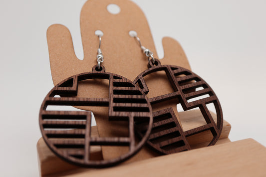 🪵 Parallel Path – Walnut Wood Earrings