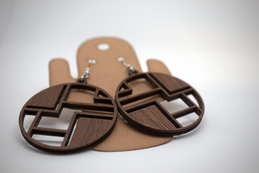 🪵 Zen Grid – Walnut Wood Earrings