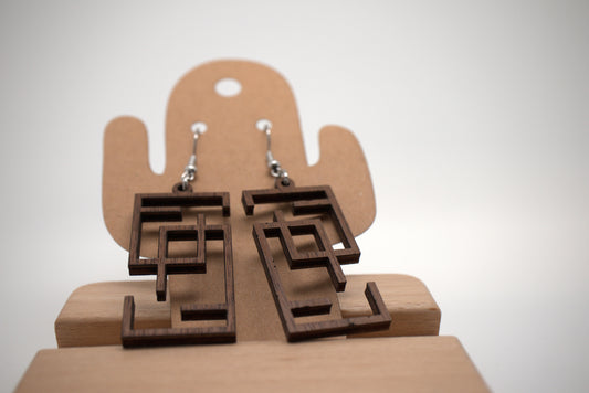 🧩 Cipher – Laser-Cut Wood Earrings