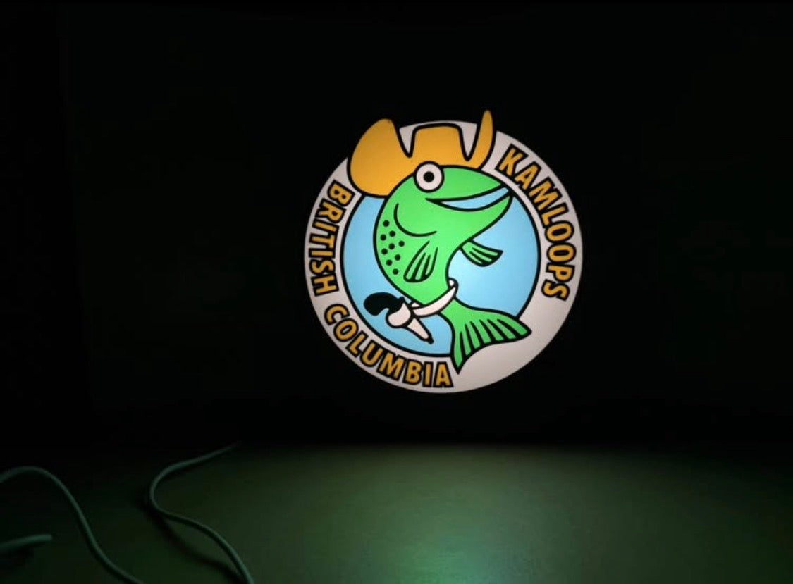 🐟 Kamloops Cowboy Fish Light – Illuminated 3D printed sign 🤠