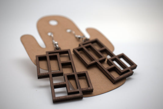 🧩 Construct – Laser-Cut Wood Earrings