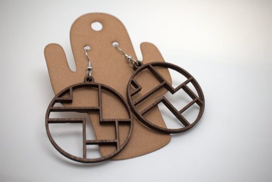 ⚙️ Gridlock – Laser-Cut Wood Earrings