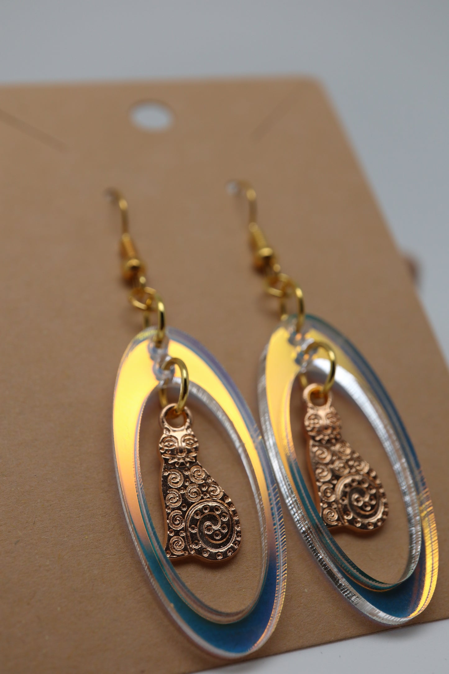 ✨🐾 StimCraft Iridescent Cat Charm Loop Earrings 🐾✨