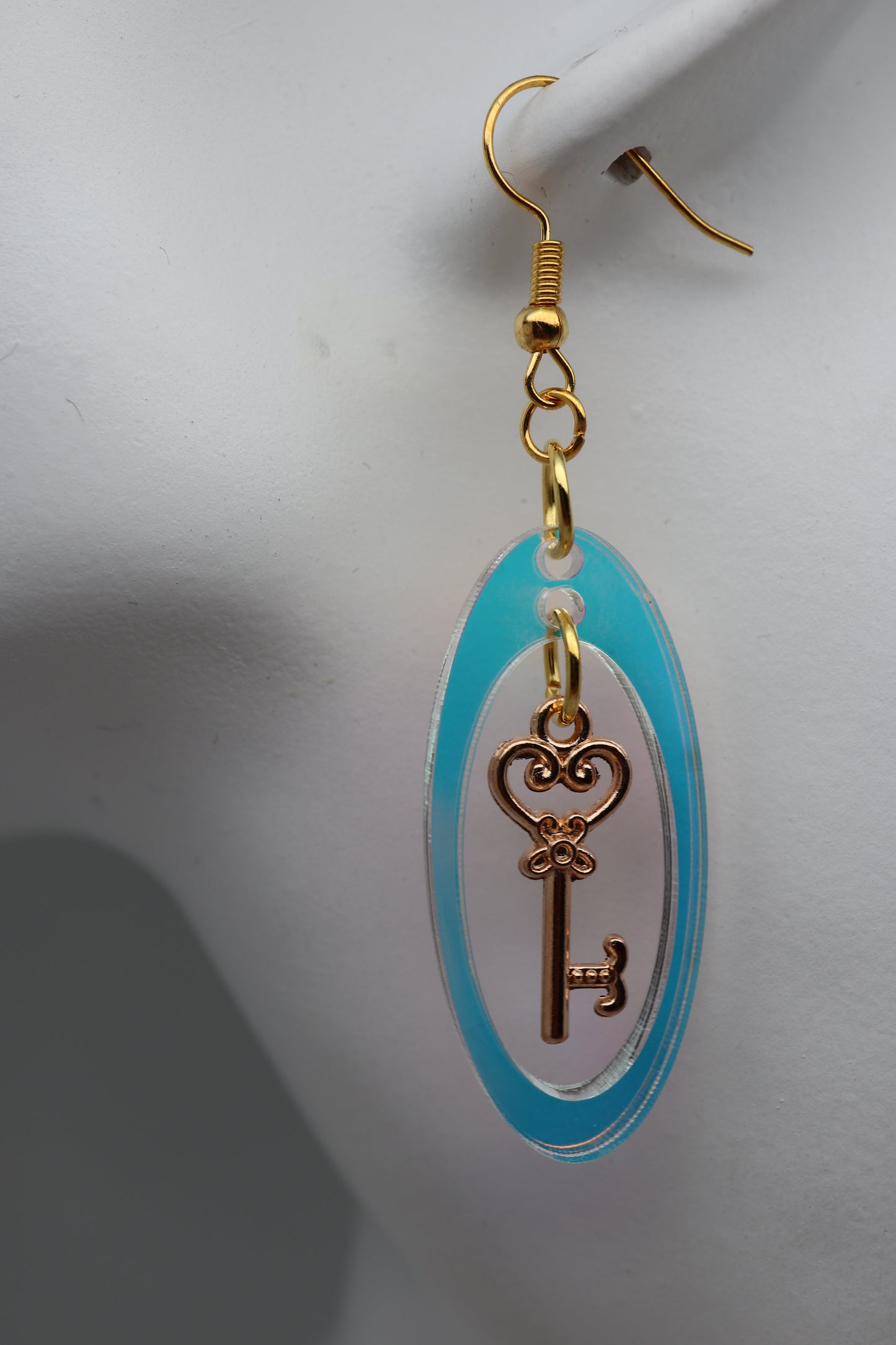 ✨🔑 StimCraft Iridescent Skeleton Key Loop Earrings 🔑✨