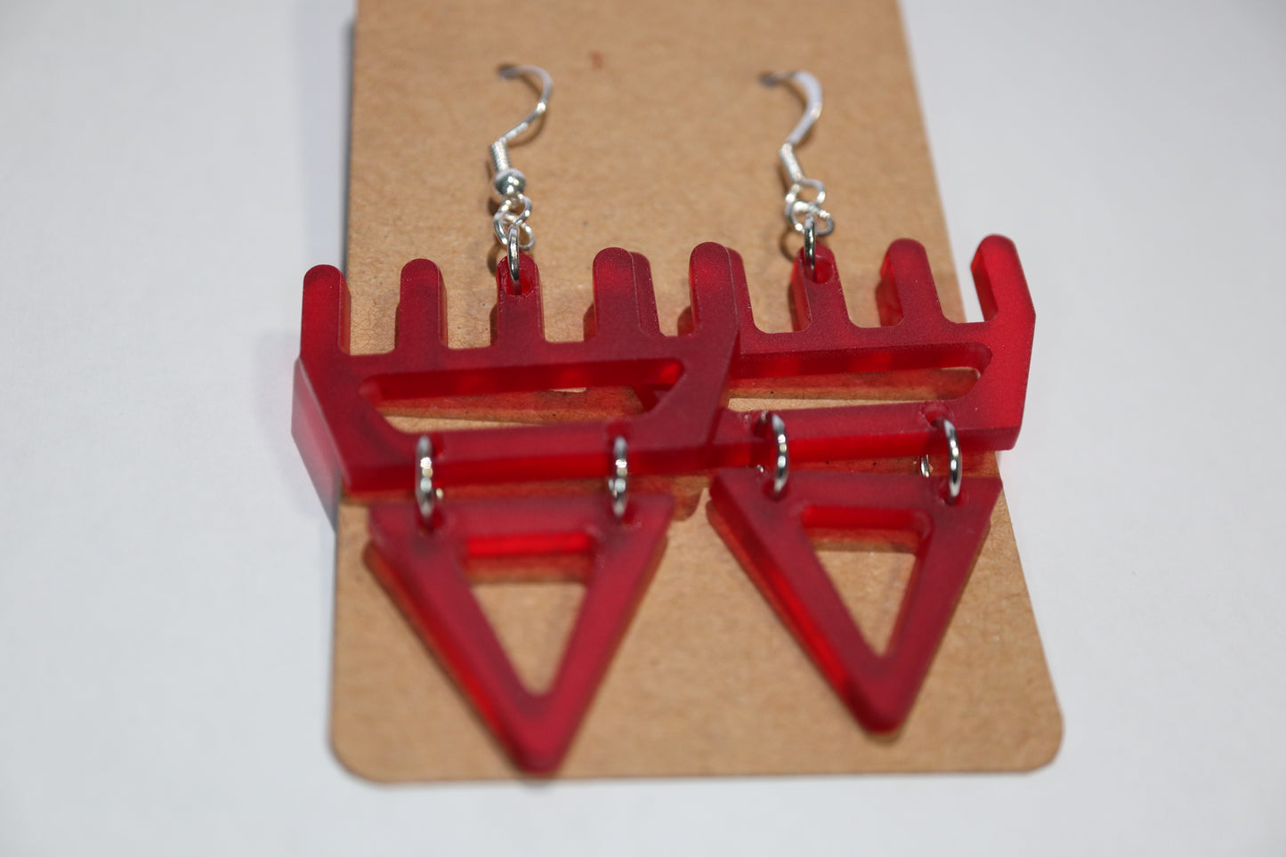 🐾 Frosted Translucent Red səxʷsuxʷ Paws - Laser-Cut Acrylic Earrings 🐾