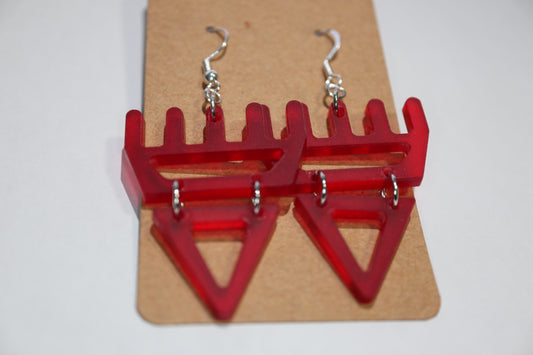 🐾 Frosted Translucent Red səxʷsuxʷ Paws - Laser-Cut Acrylic Earrings 🐾