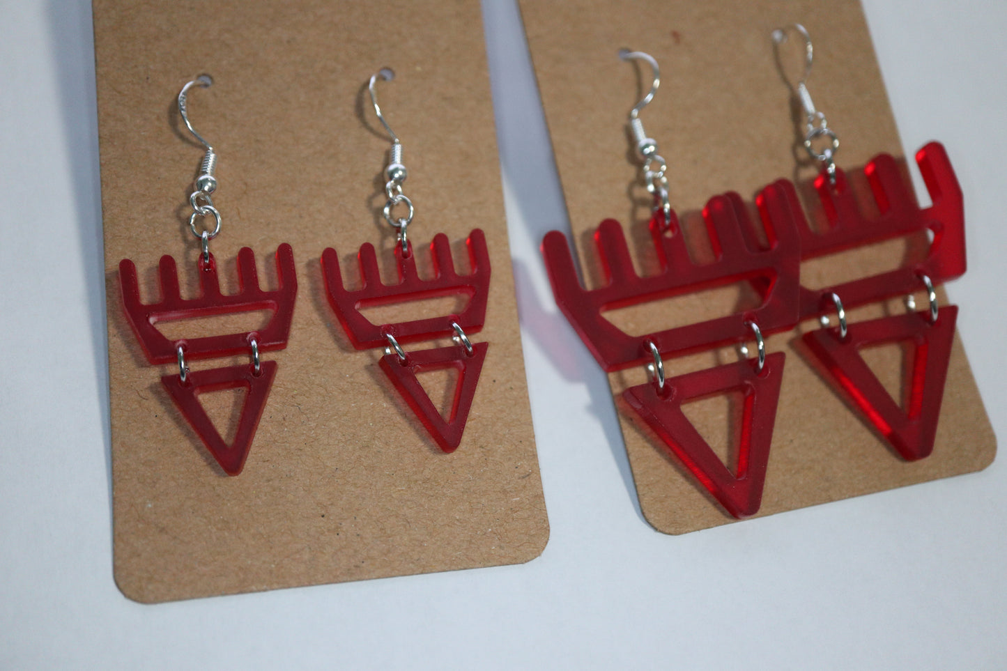 🐾 Frosted Translucent Red səxʷsuxʷ Paws - Laser-Cut Acrylic Earrings 🐾