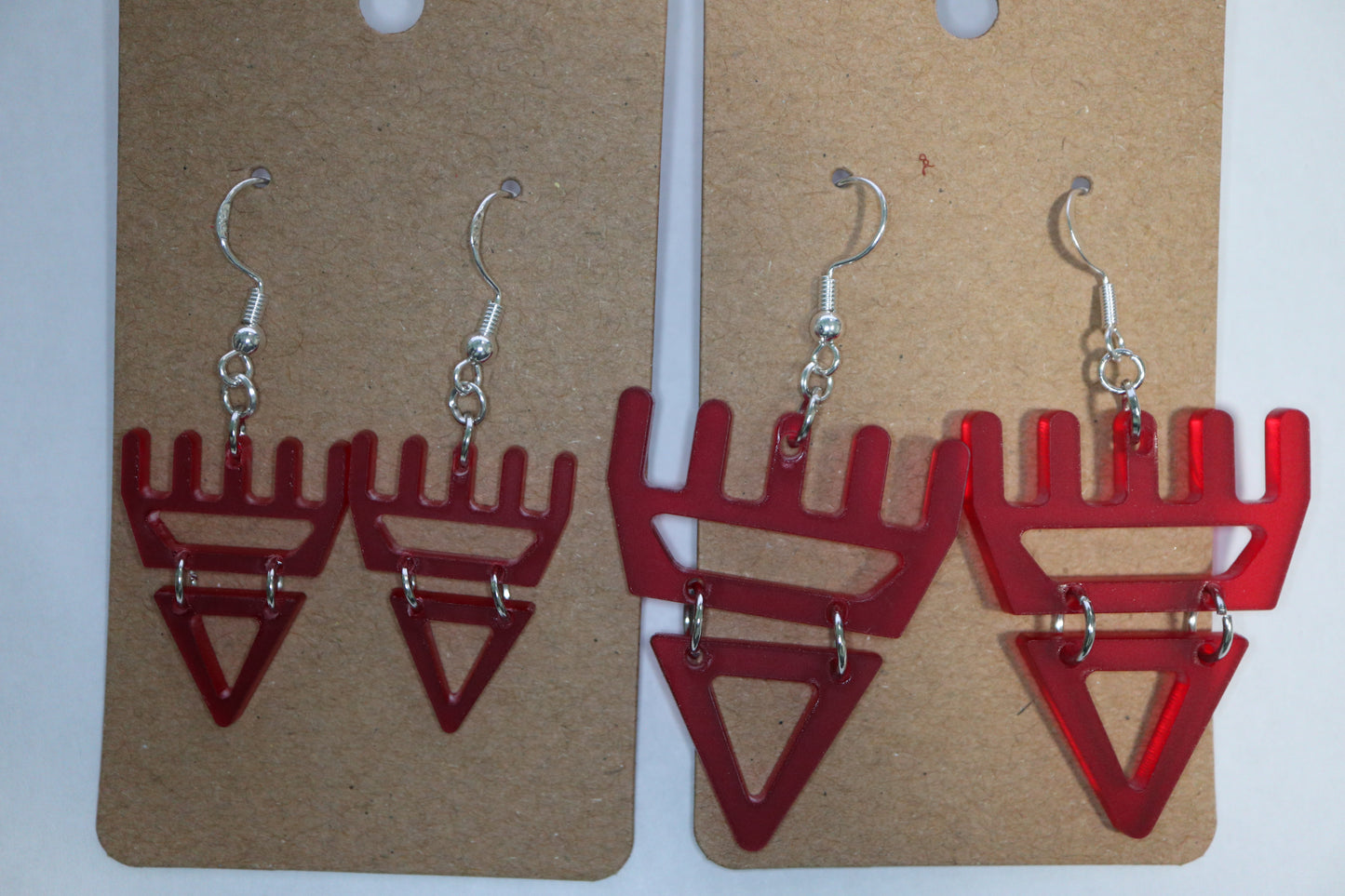 🐾 Frosted Translucent Red səxʷsuxʷ Paws - Laser-Cut Acrylic Earrings 🐾