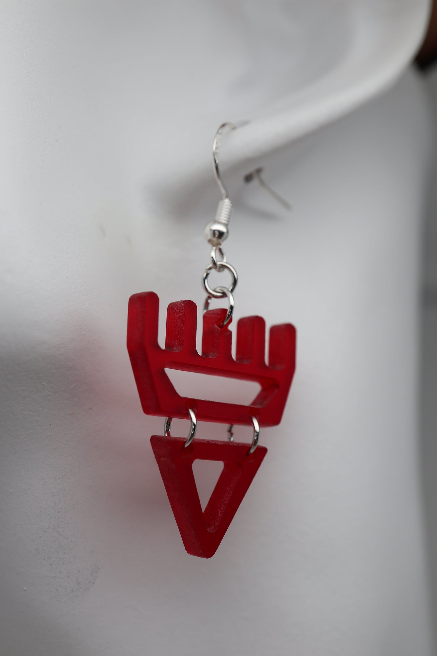 🐾 Frosted Translucent Red səxʷsuxʷ Paws - Laser-Cut Acrylic Earrings 🐾