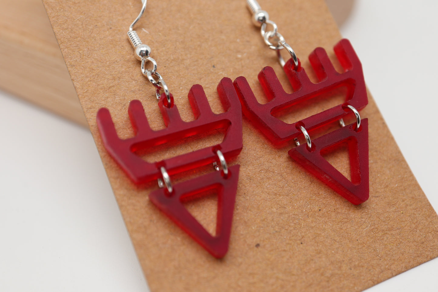 🐾 Frosted Translucent Red səxʷsuxʷ Paws - Laser-Cut Acrylic Earrings 🐾
