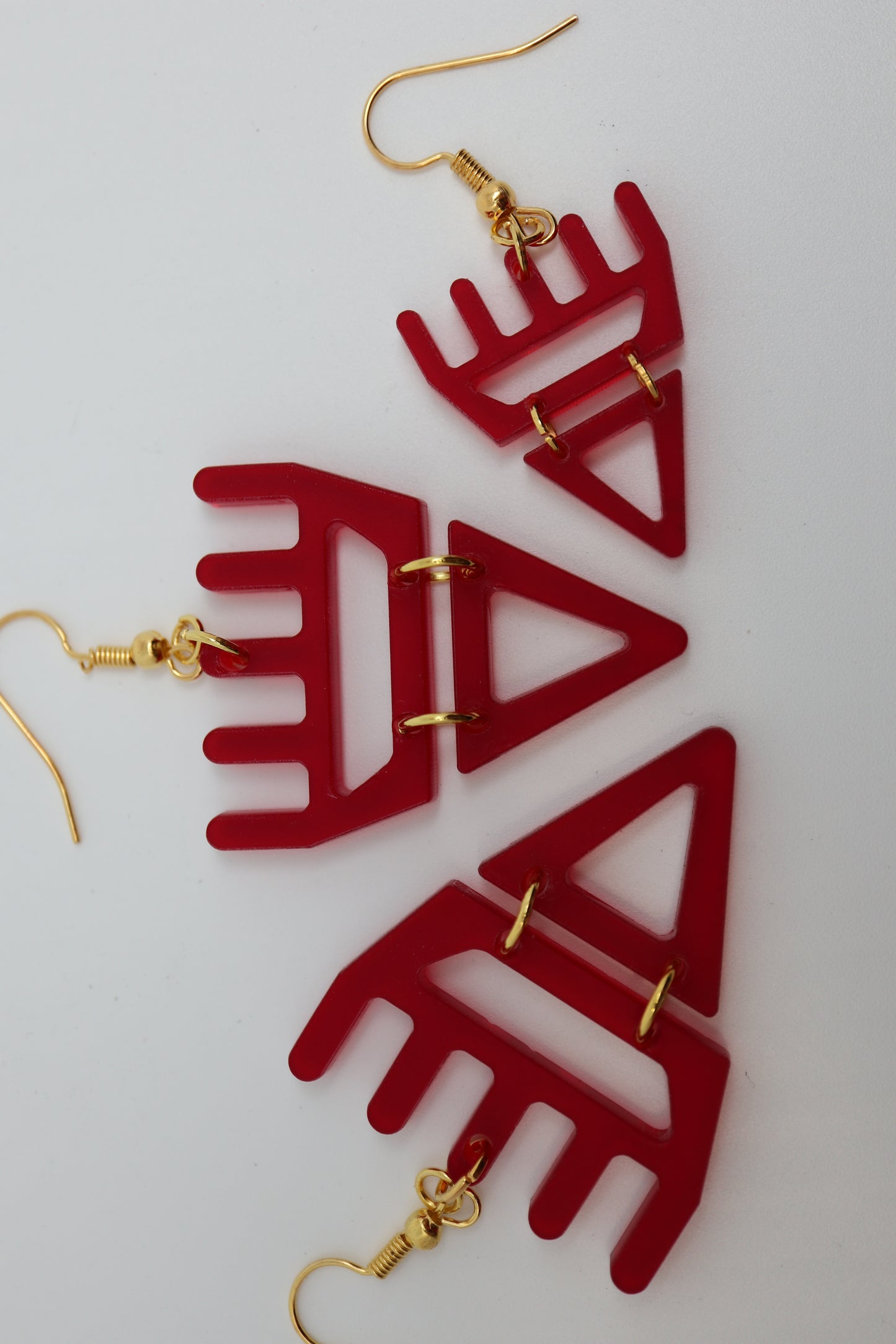 🐾 Frosted Translucent Red səxʷsuxʷ Paws - Laser-Cut Acrylic Earrings 🐾