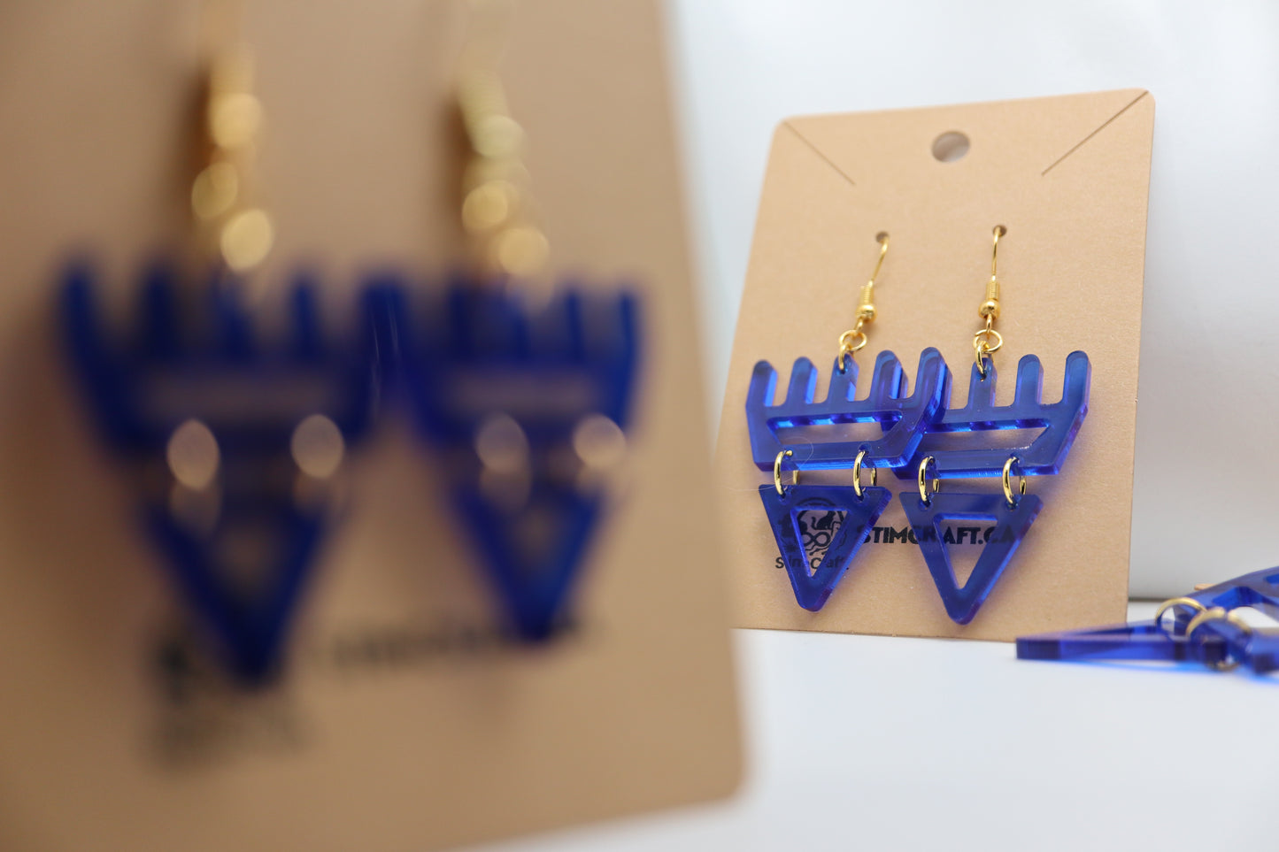 🐾 Sapphire Blue Translucent səxʷsuxʷ Paws - Laser-Cut Acrylic Earrings🐾