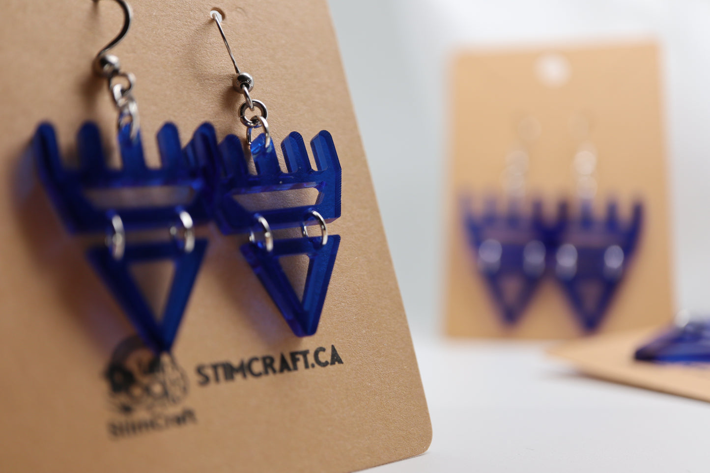 🐾 Sapphire Blue Translucent səxʷsuxʷ Paws - Laser-Cut Acrylic Earrings🐾