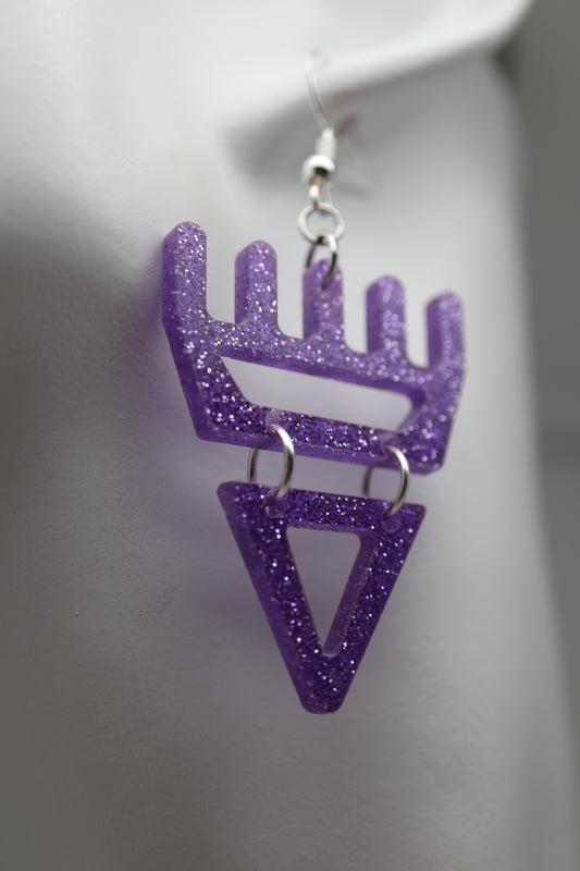 🐾 Cosmic Sparkle Purple səxʷsuxʷ Paws - Laser-Cut Acrylic Earrings 🐾