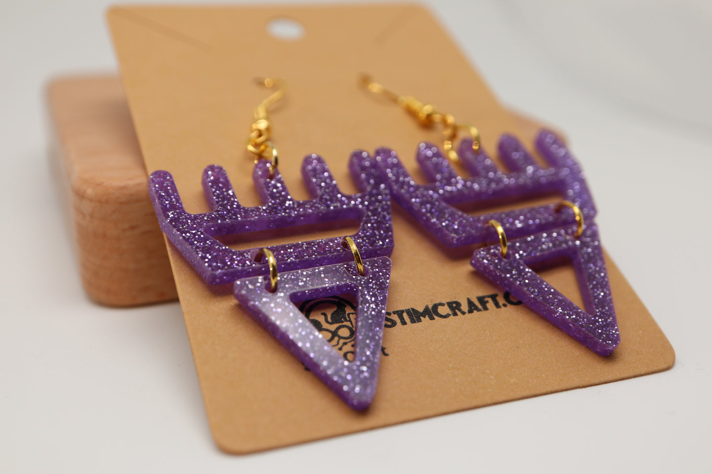 🐾 Cosmic Sparkle Purple səxʷsuxʷ Paws - Laser-Cut Acrylic Earrings 🐾