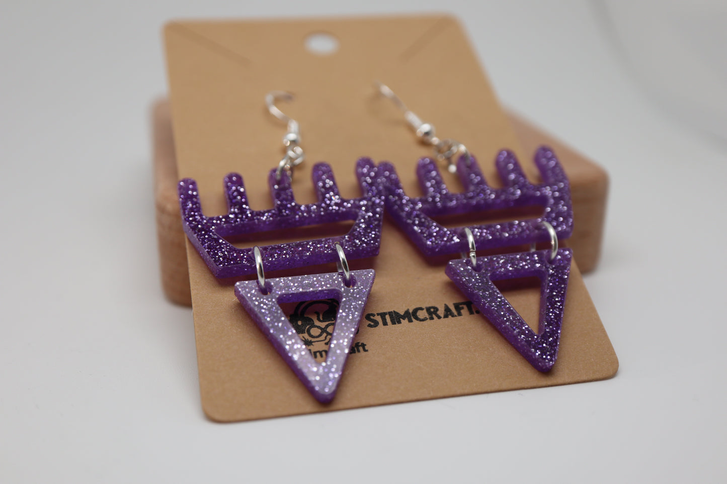 🐾 Cosmic Sparkle Purple səxʷsuxʷ Paws - Laser-Cut Acrylic Earrings 🐾