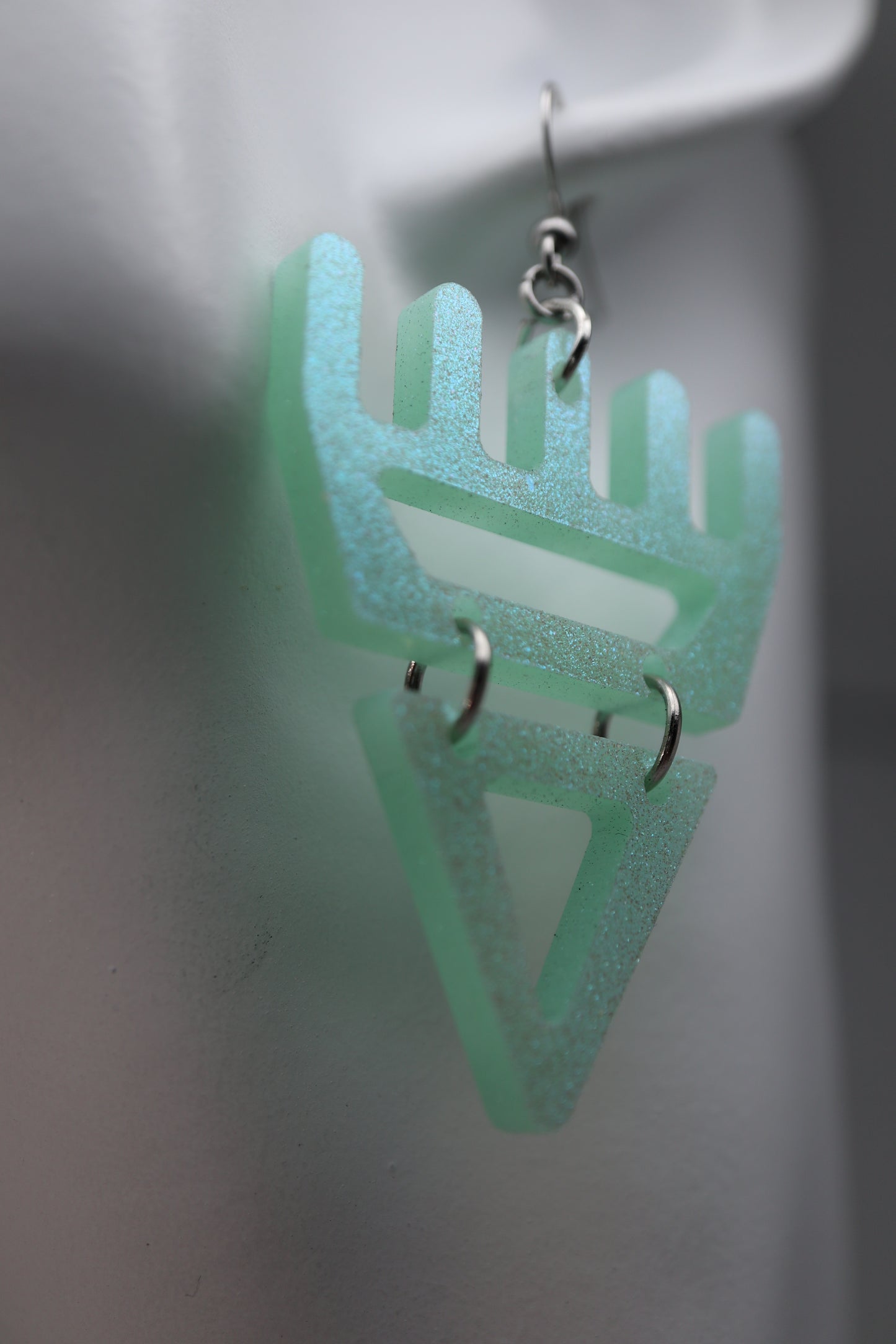 🐾 Mint Frost Sparkle səxʷsuxʷ Paws - Laser-Cut Acrylic Earrings 🐾 – Limited Run ✨