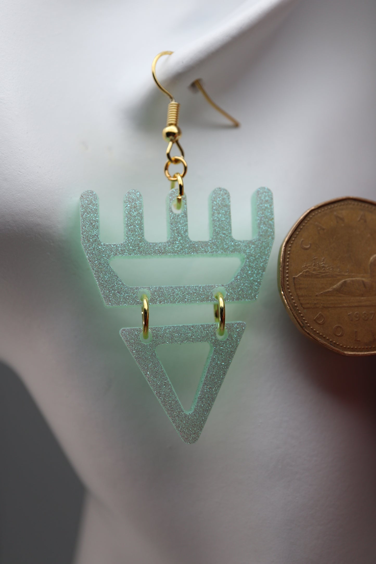 🐾 Mint Frost Sparkle səxʷsuxʷ Paws - Laser-Cut Acrylic Earrings 🐾 – Limited Run ✨