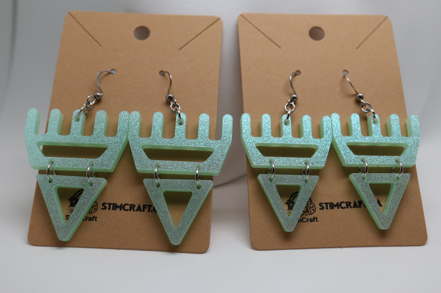 🐾 Mint Frost Sparkle səxʷsuxʷ Paws - Laser-Cut Acrylic Earrings 🐾 – Limited Run ✨