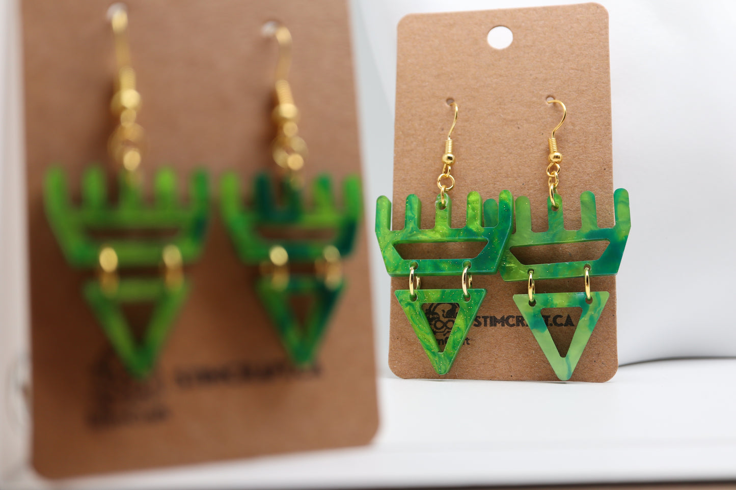 🐾 Marble Moss  səxʷsuxʷ Paws - Laser-Cut Acrylic Earrings 🐾 – Limited Run ✨