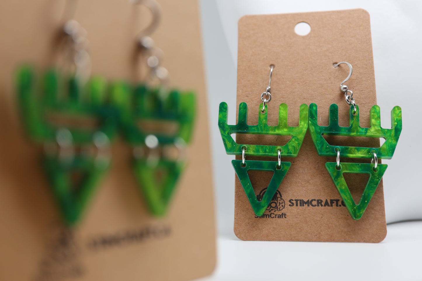 🐾 Marble Moss  səxʷsuxʷ Paws - Laser-Cut Acrylic Earrings 🐾 – Limited Run ✨