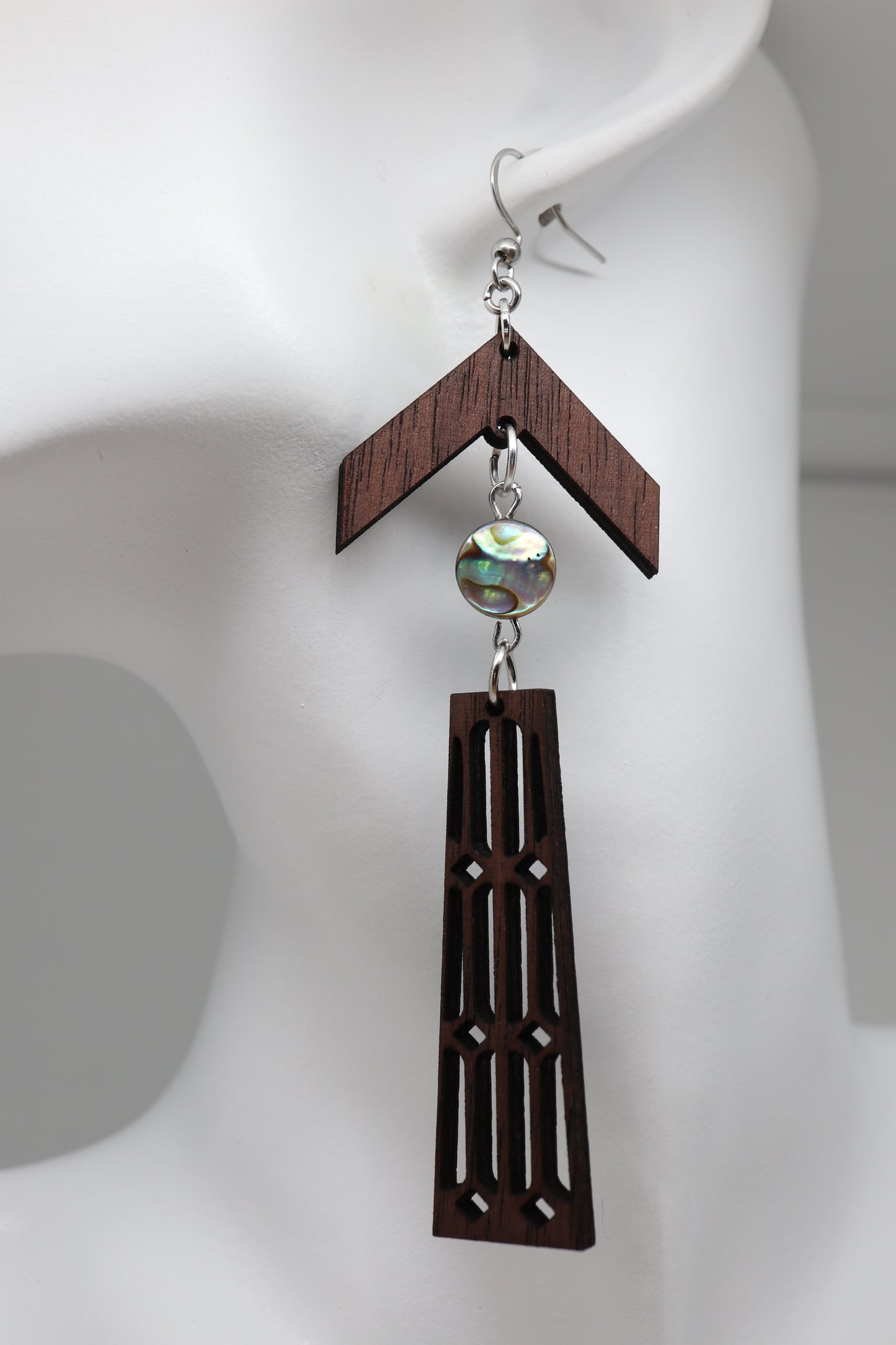 ✨ Walnut & Abalone Modern Totem Earrings ✨
