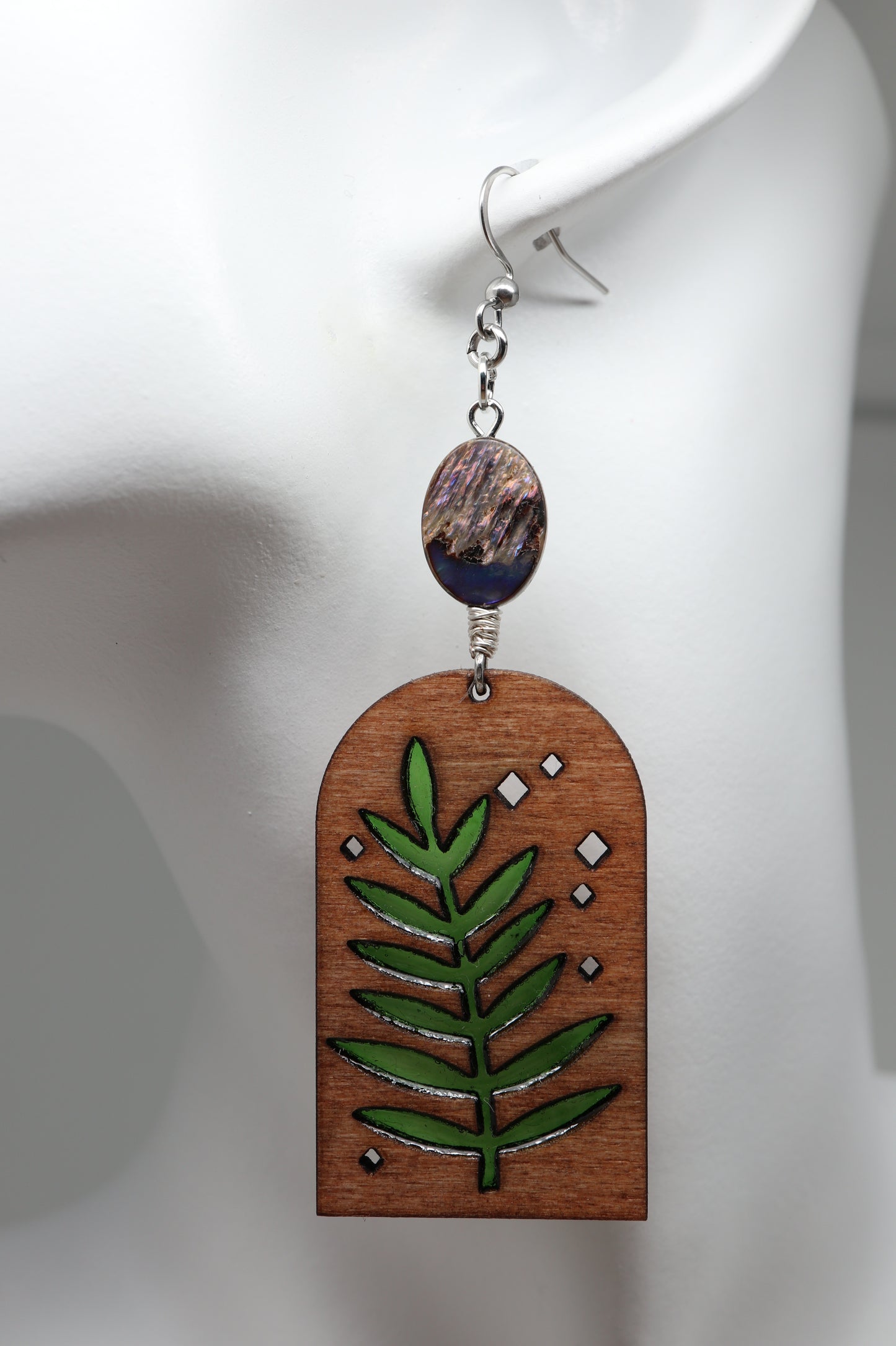 ✨ Woodland Fern Window + Textured Oval Gem Earrings  ✨