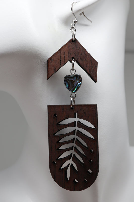 ✨ Walnut Fern Window + Abalone Heart Earrings – Limited Run ✨