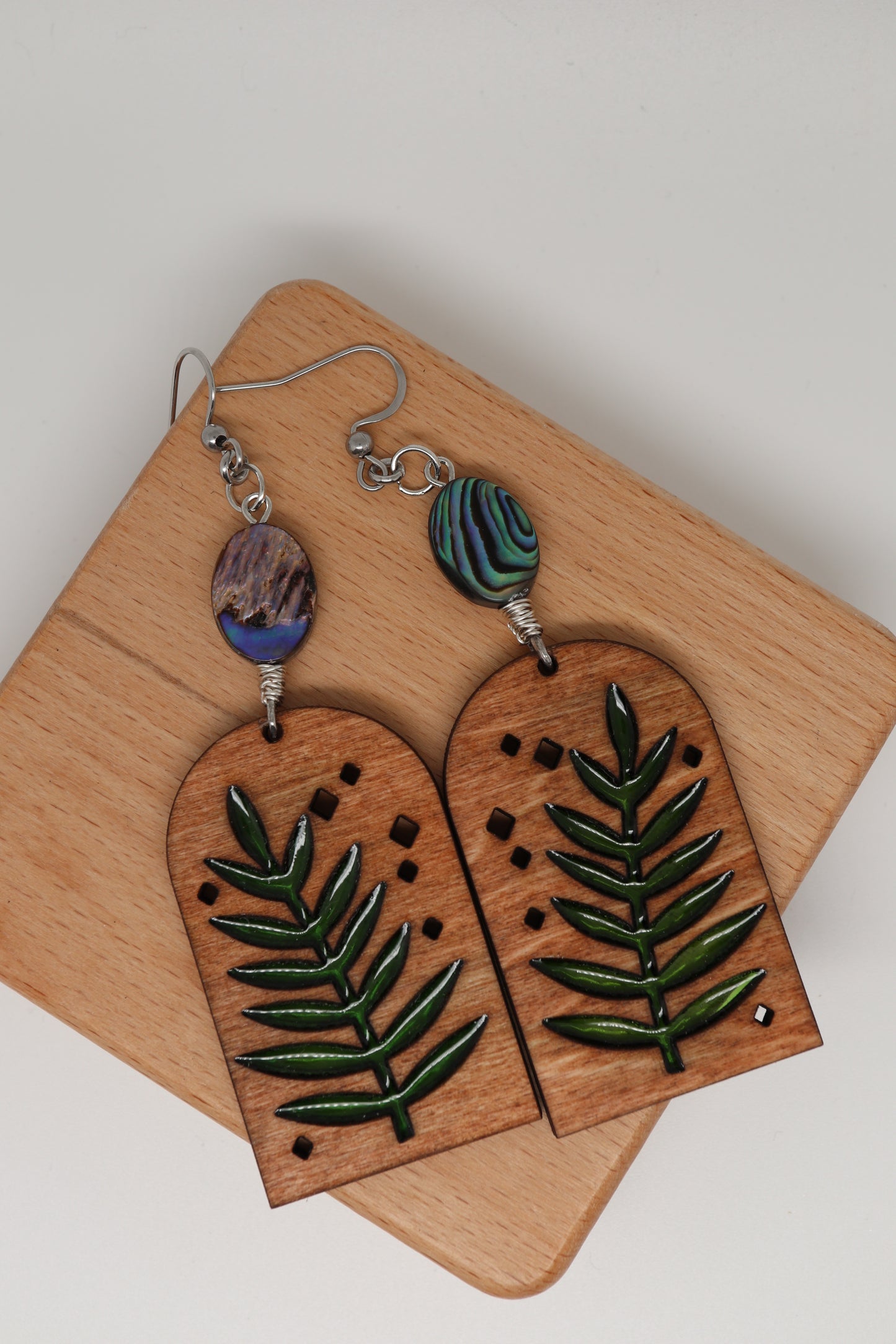 ✨ Woodland Fern Window + Textured Oval Gem Earrings  ✨
