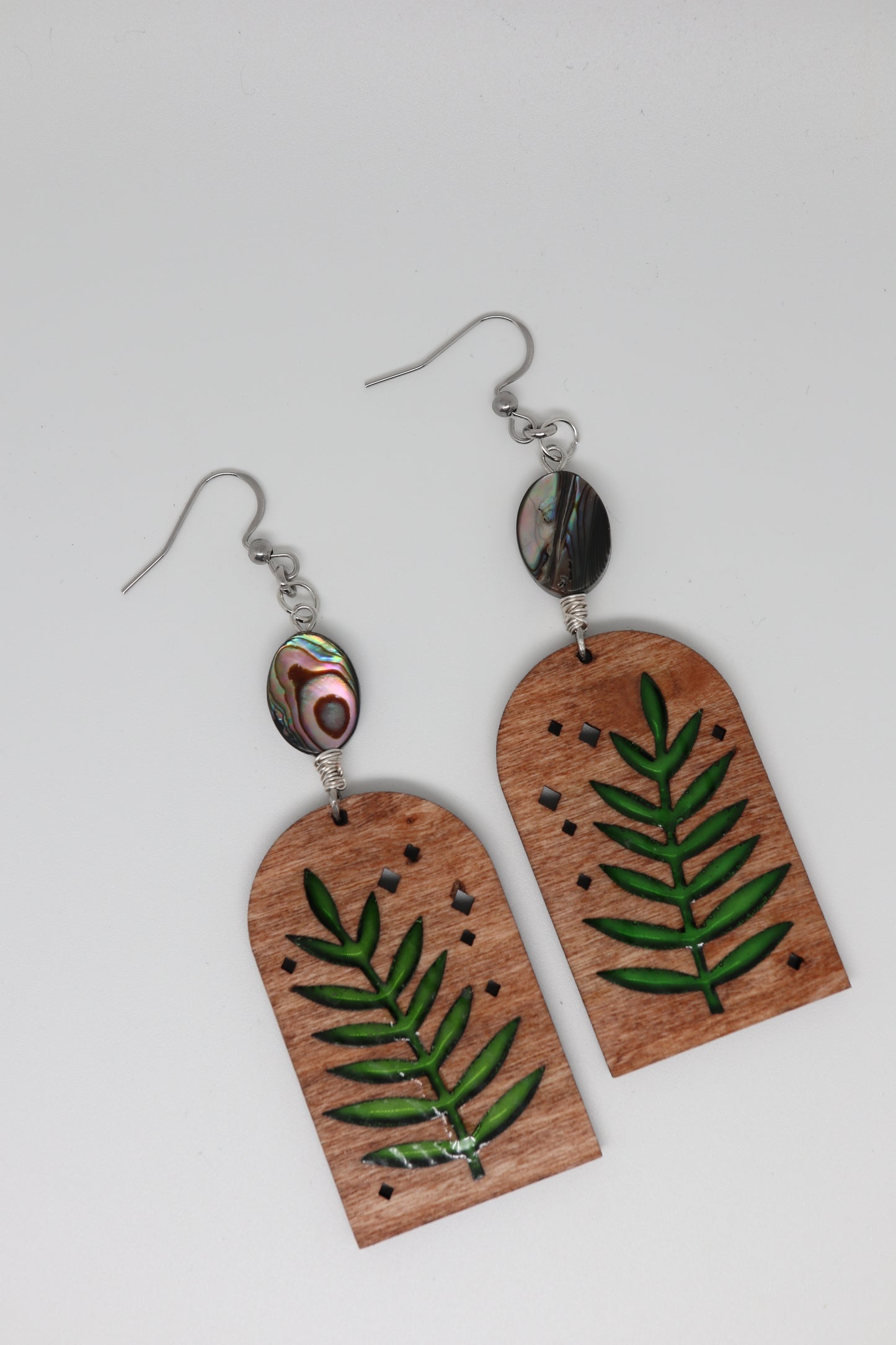 ✨ Woodland Fern Window + Textured Oval Gem Earrings  ✨