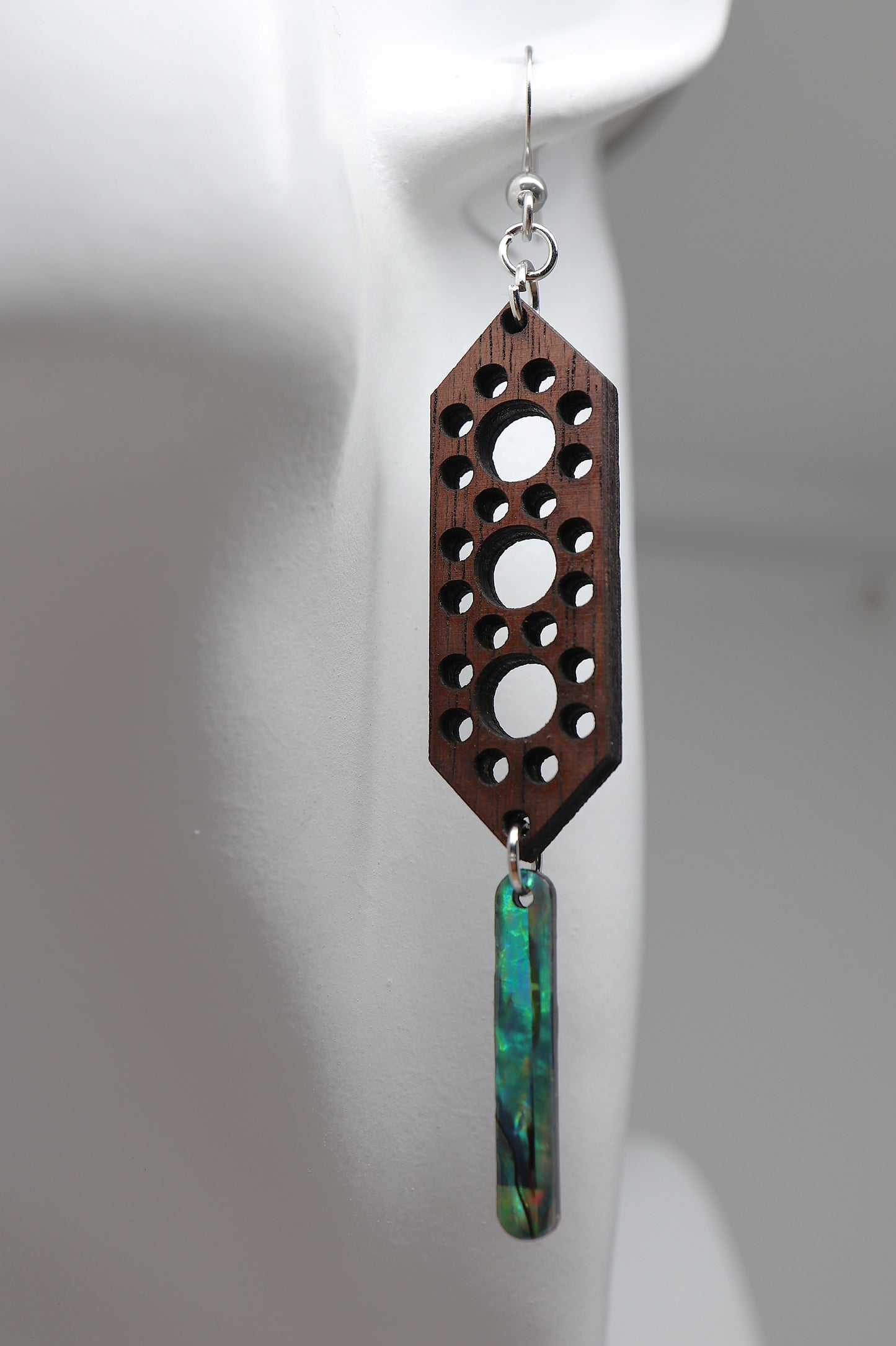 ✨ Walnut Orbit Panel + Abalone Bar Earrings ✨