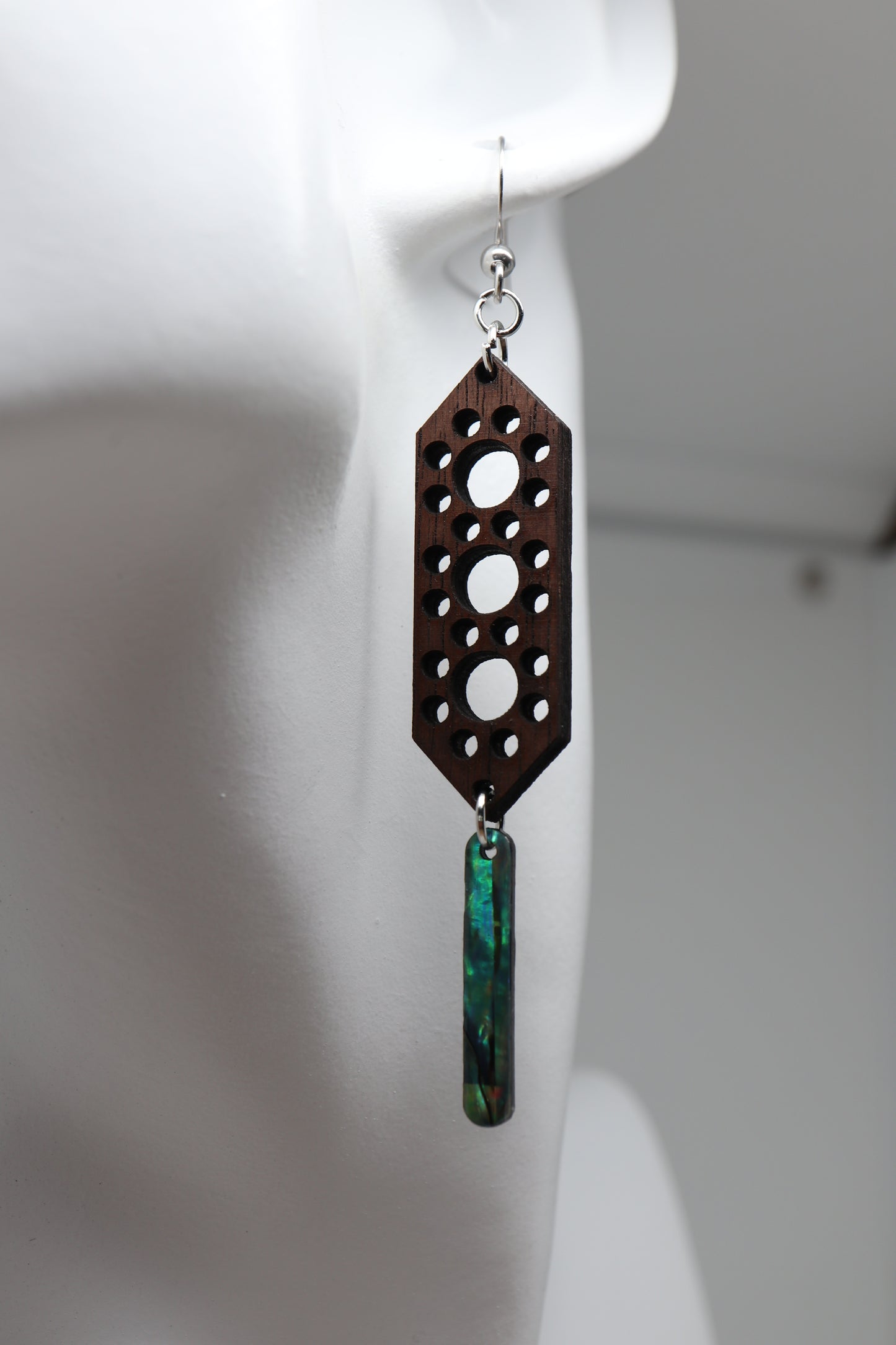 ✨ Walnut Orbit Panel + Abalone Bar Earrings ✨