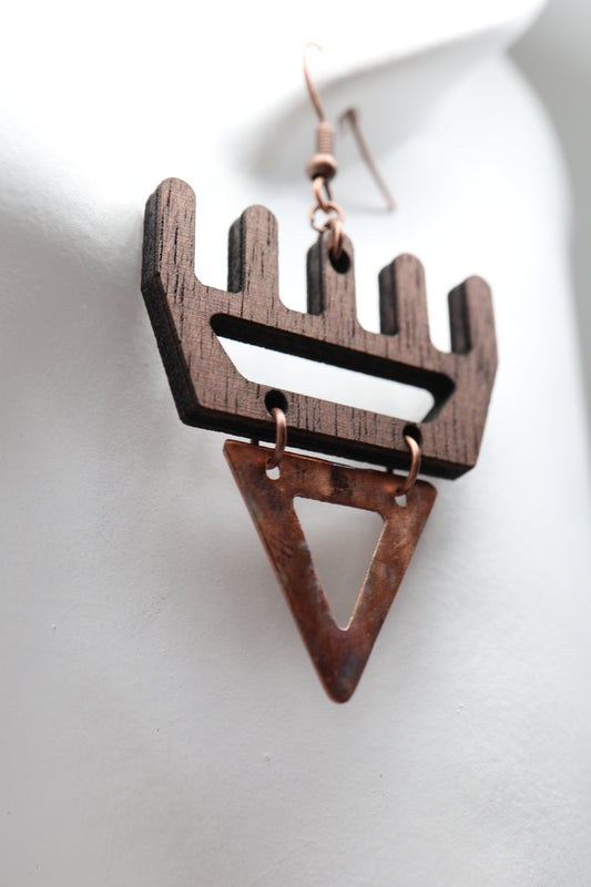 🐾 Rustic Copper / Walnut Hybrid səxʷsuxʷ Paws - Laser-Cut Acrylic Earrings 🐾