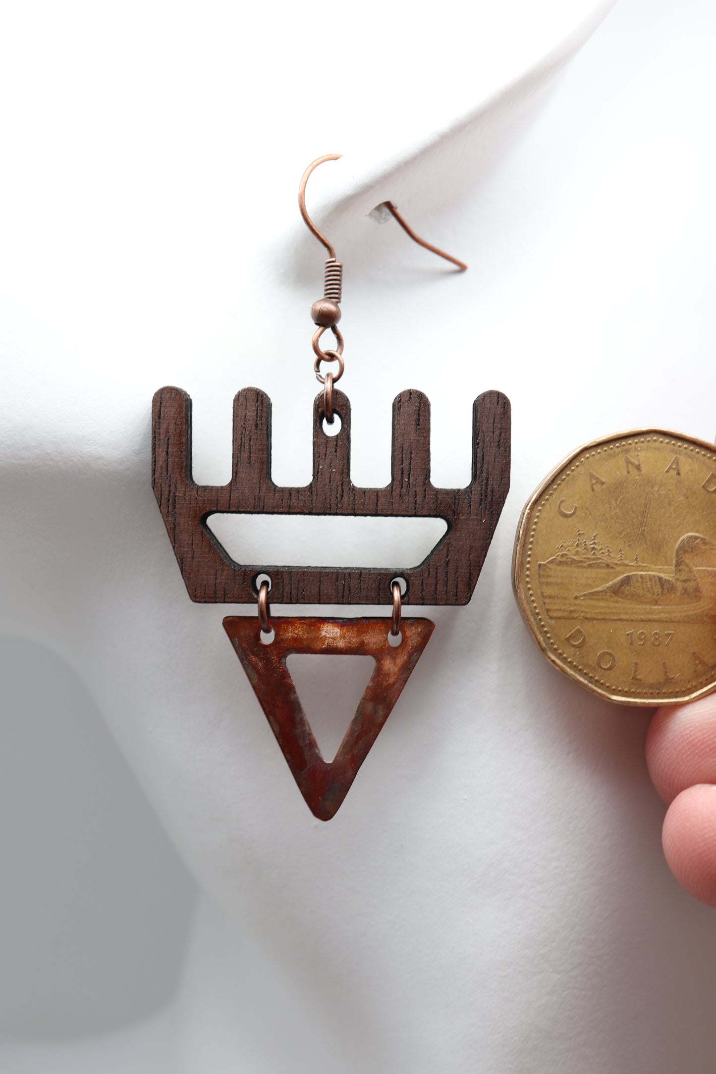🐾 Rustic Copper / Walnut Hybrid səxʷsuxʷ Paws - Laser-Cut Acrylic Earrings 🐾