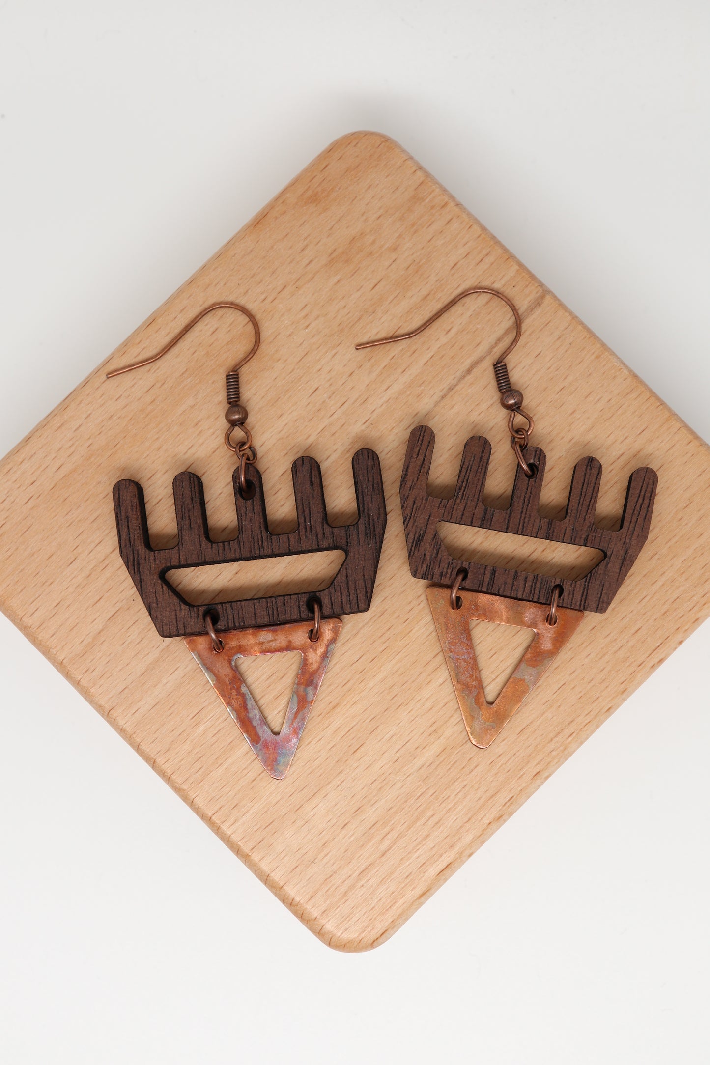 🐾 Rustic Copper / Walnut Hybrid səxʷsuxʷ Paws - Laser-Cut Acrylic Earrings 🐾