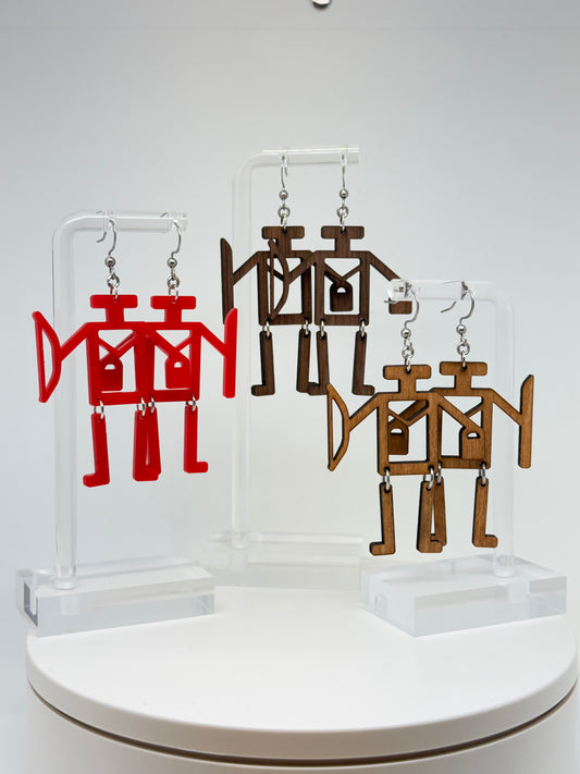 The Red Acrylic pix̣m̓ “pehhe-m”. Hunting Earrings