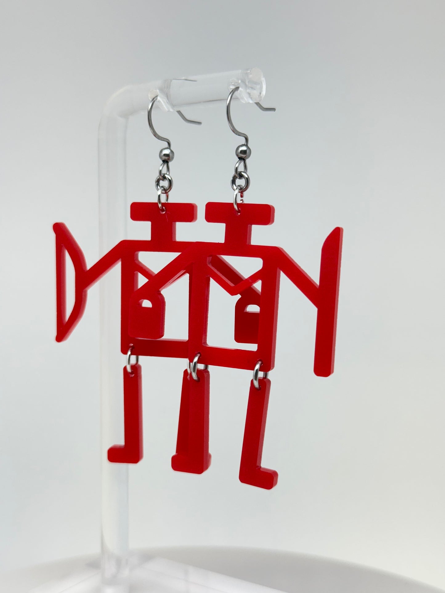 The Red Acrylic pix̣m̓ “pehhe-m”. Hunting Earrings