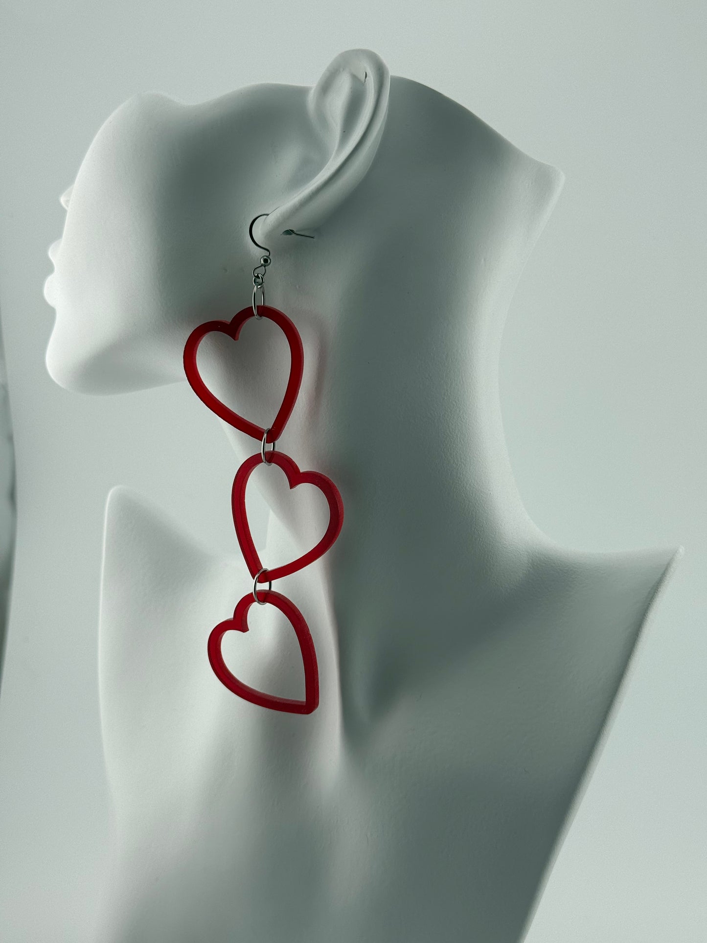 Limited Edition Valentines LARGE Red Heart String Earrings