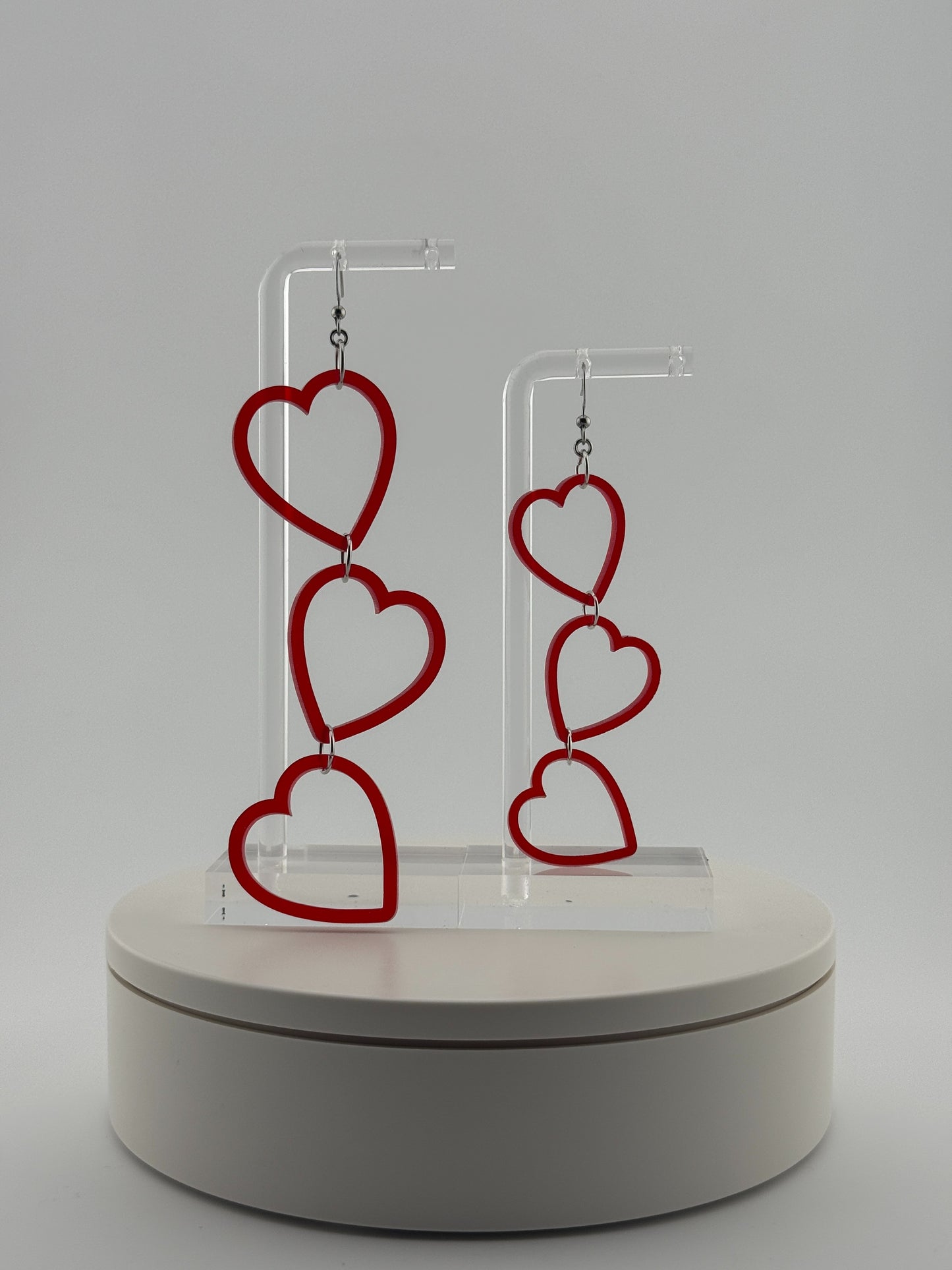 Limited Edition Valentines LARGE Red Heart String Earrings