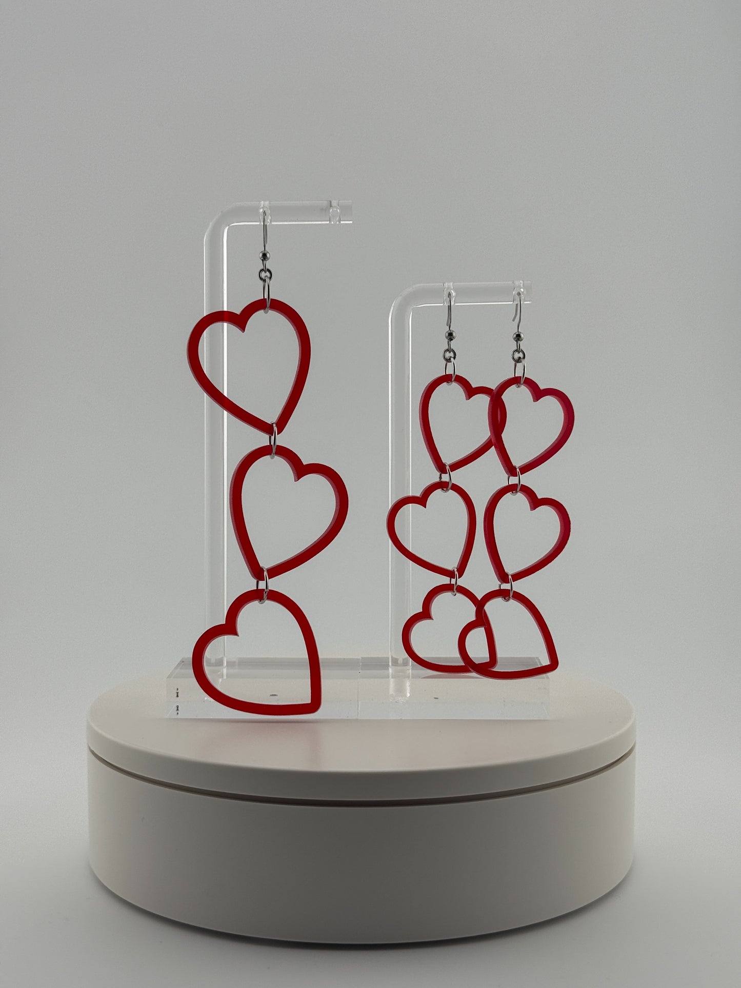 Limited Edition Valentines SMALL Red Heart String Earrings