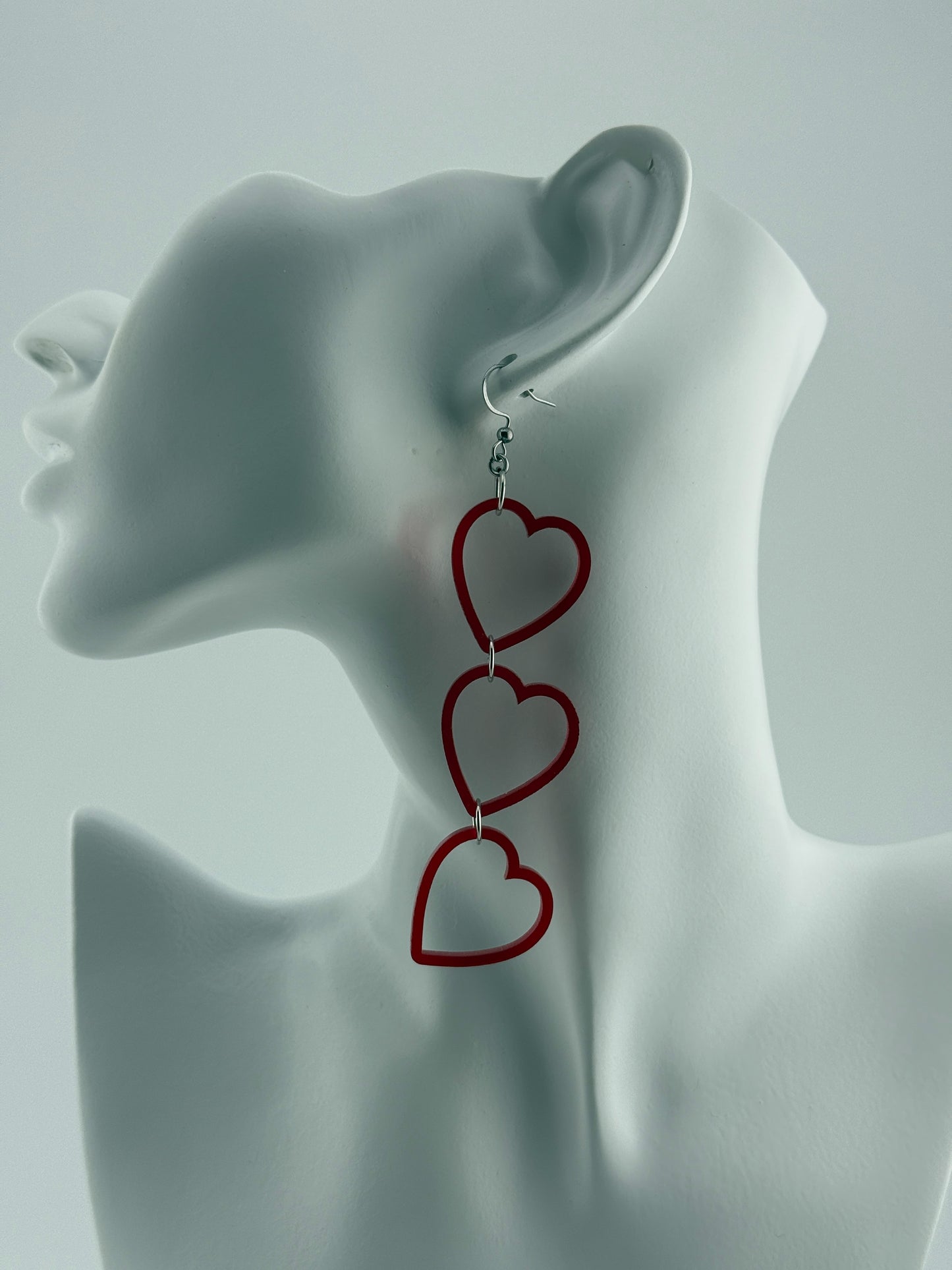Limited Edition Valentines SMALL Red Heart String Earrings