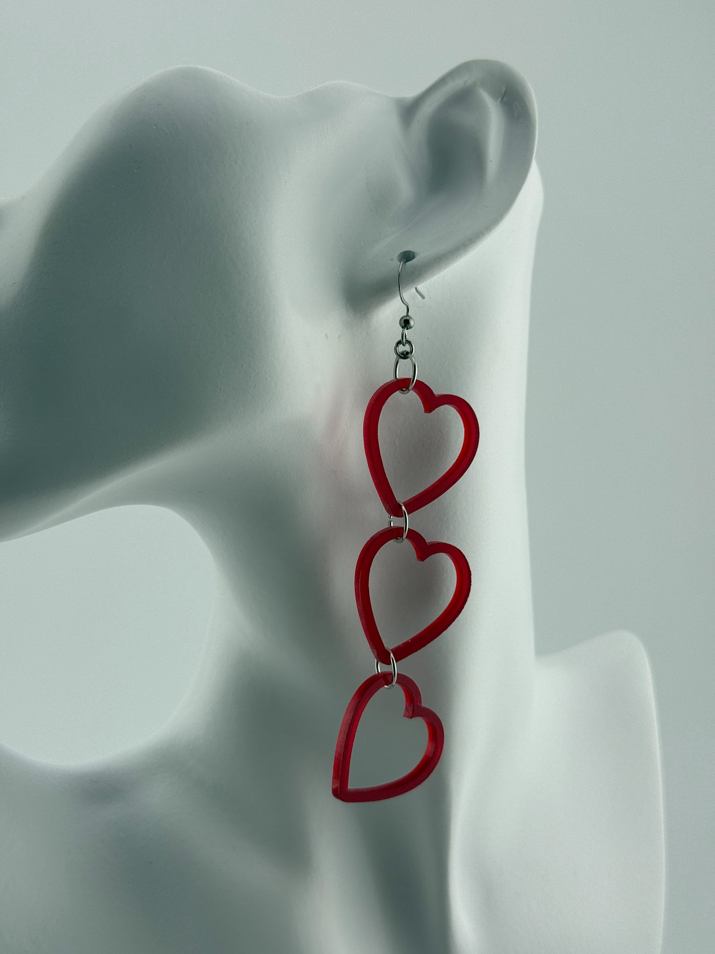 Limited Edition Valentines SMALL Red Heart String Earrings