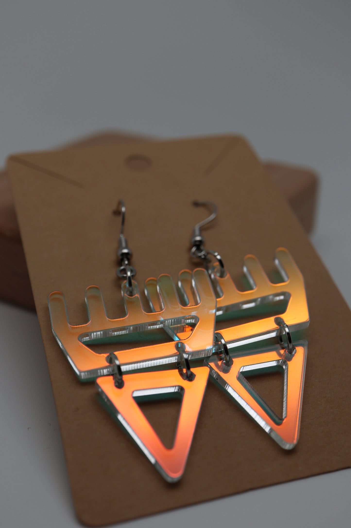 🐾 Iridescent Shimmering səxʷsuxʷ Paw  – Laser-Cut Acrylic Earrings