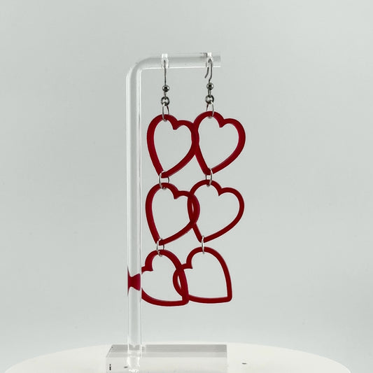 Limited Edition Valentines SMALL Red Heart String Earrings
